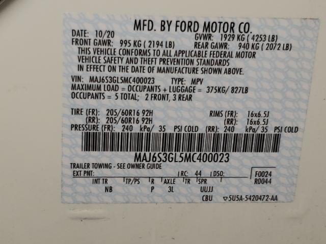 Photo 9 VIN: MAJ6S3GL5MC400023 - FORD ECOSPORT S 