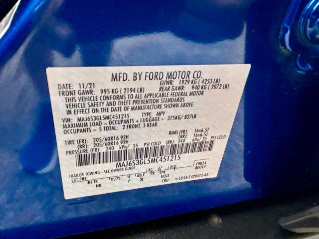 Photo 9 VIN: MAJ6S3GL5MC451215 - FORD ECOSPORT S 