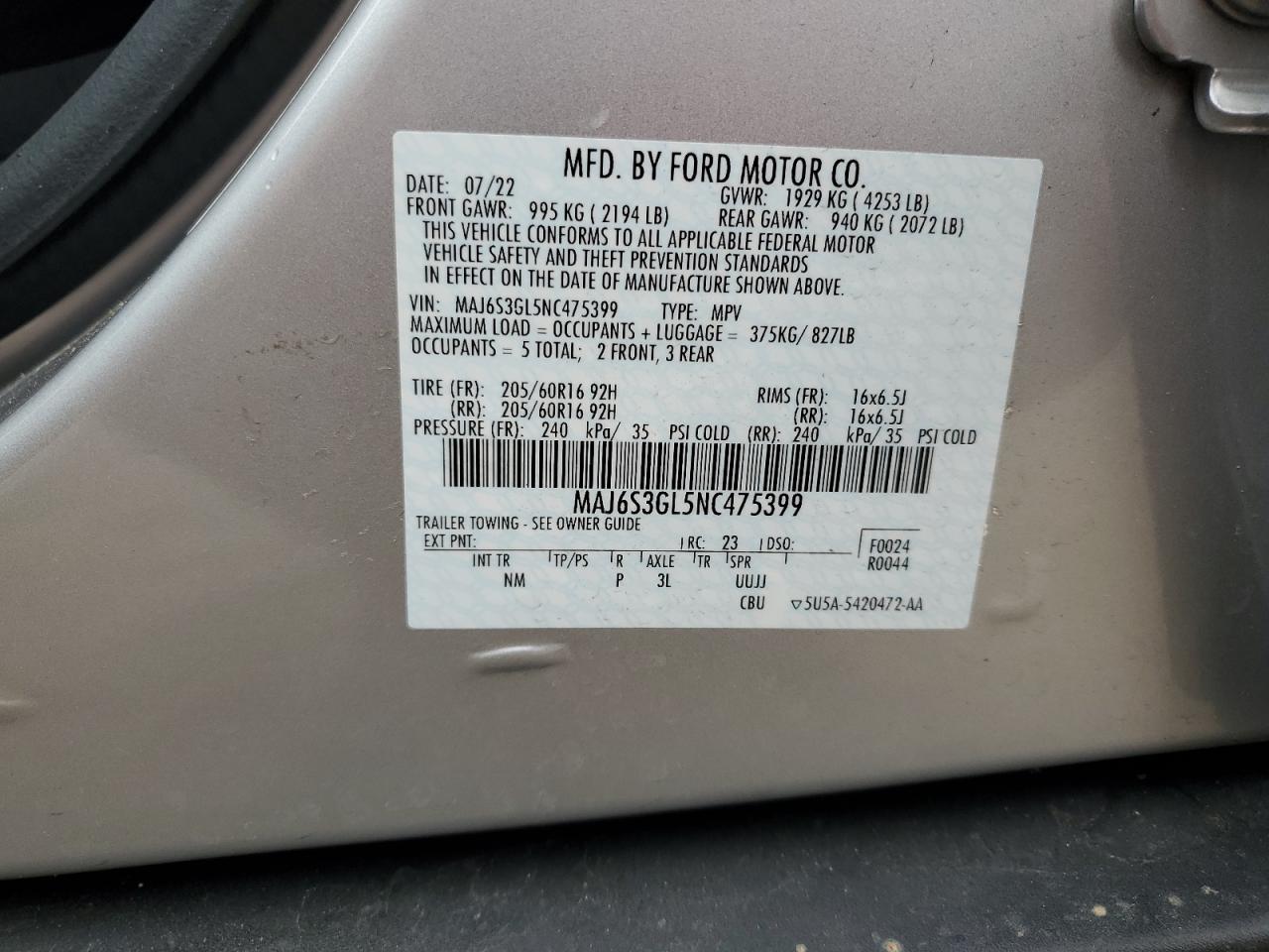 Photo 13 VIN: MAJ6S3GL5NC475399 - FORD ECOSPORT 