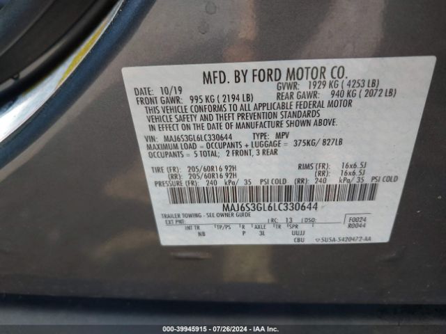 Photo 8 VIN: MAJ6S3GL6LC330644 - FORD ECOSPORT 