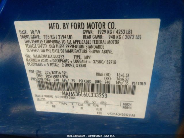 Photo 8 VIN: MAJ6S3GL6LC333253 - FORD ECOSPORT 