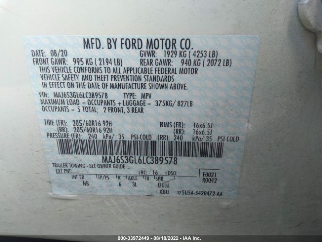 Photo 8 VIN: MAJ6S3GL6LC389578 - FORD ECOSPORT 