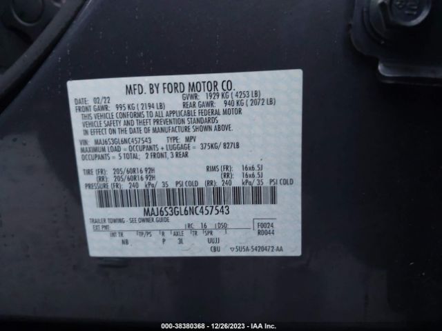 Photo 8 VIN: MAJ6S3GL6NC457543 - FORD ECOSPORT 