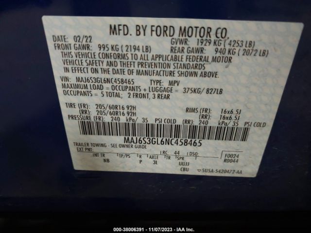 Photo 8 VIN: MAJ6S3GL6NC458465 - FORD ECOSPORT 