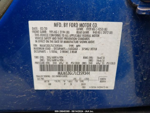 Photo 8 VIN: MAJ6S3GL7LC359344 - FORD ECOSPORT 