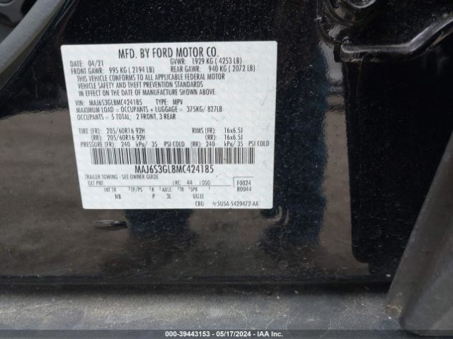 Photo 8 VIN: MAJ6S3GL8MC424185 - FORD ECOSPORT 