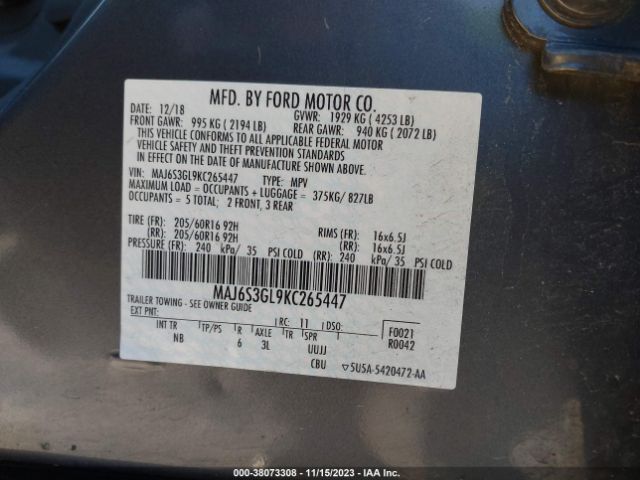 Photo 8 VIN: MAJ6S3GL9KC265447 - FORD ECOSPORT 