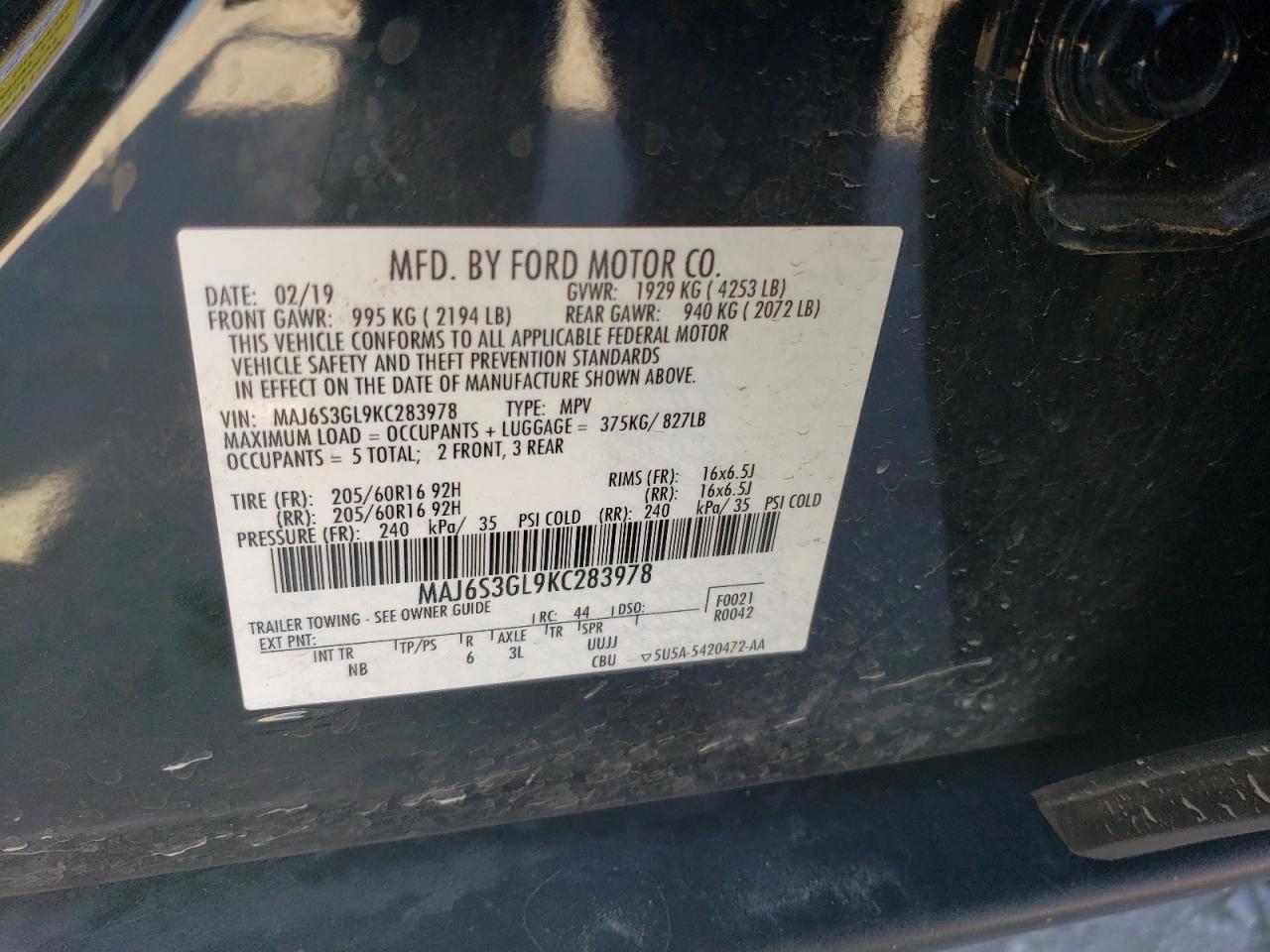 Photo 12 VIN: MAJ6S3GL9KC283978 - FORD ECOSPORT 