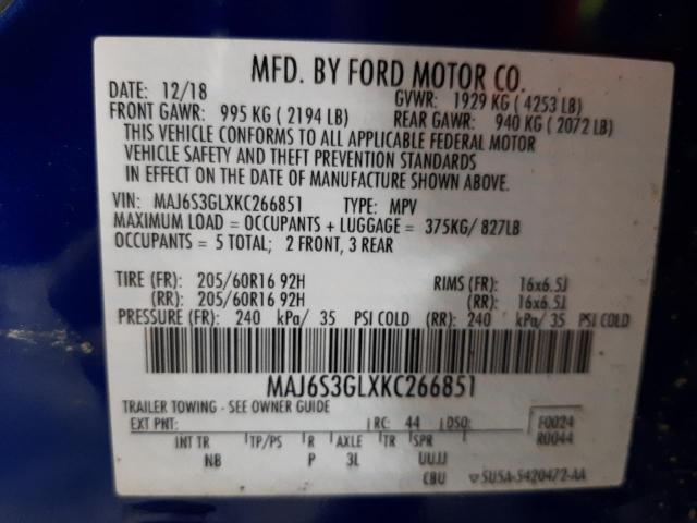 Photo 9 VIN: MAJ6S3GLXKC266851 - FORD ECOSPORT S 