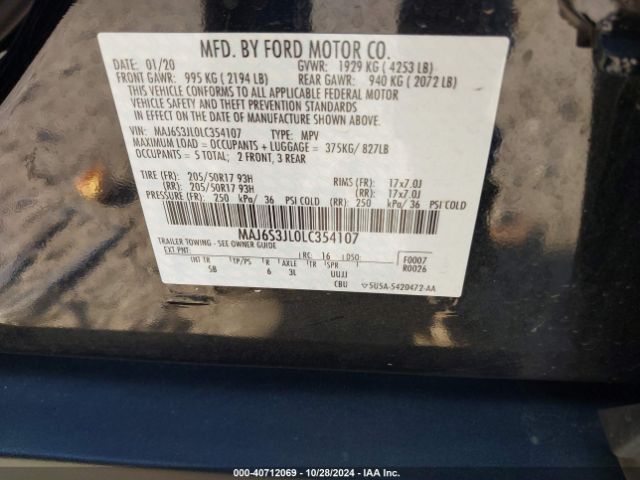 Photo 8 VIN: MAJ6S3JL0LC354107 - FORD ECOSPORT 