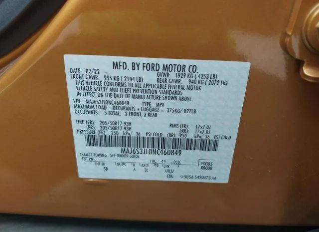 Photo 8 VIN: MAJ6S3JL0NC460849 - FORD ECOSPORT 