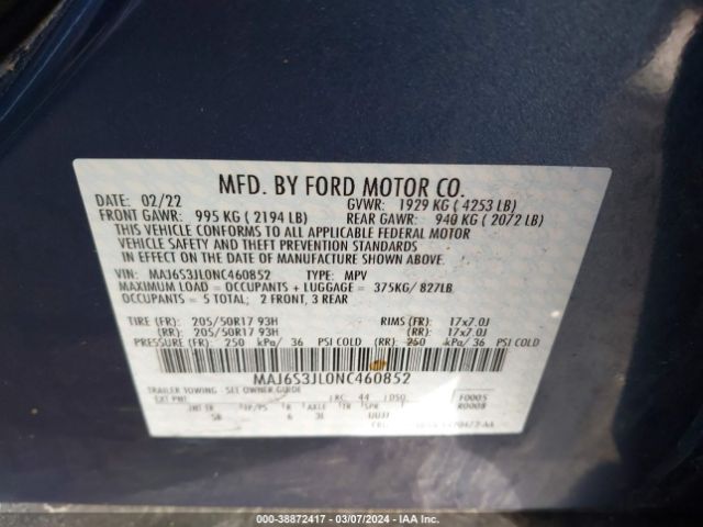 Photo 8 VIN: MAJ6S3JL0NC460852 - FORD ECOSPORT 