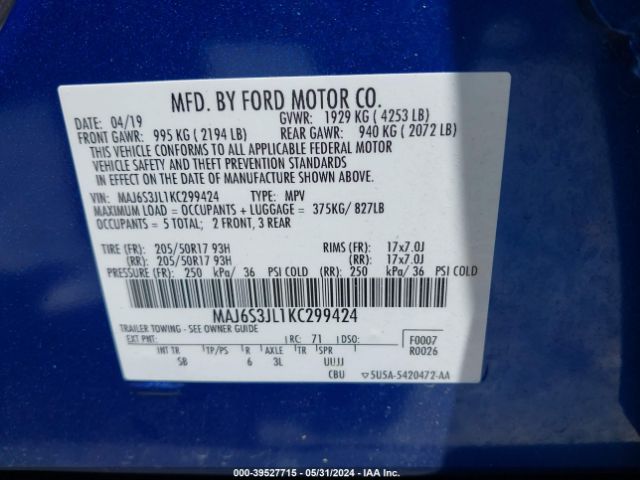 Photo 8 VIN: MAJ6S3JL1KC299424 - FORD ECOSPORT 