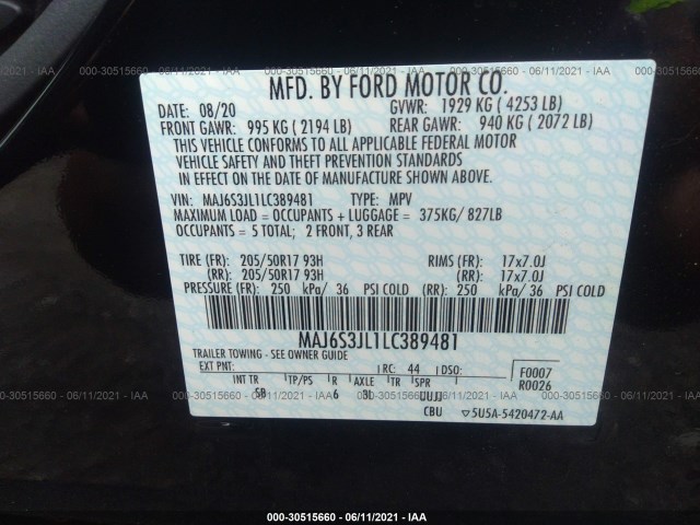 Photo 8 VIN: MAJ6S3JL1LC389481 - FORD ECOSPORT 