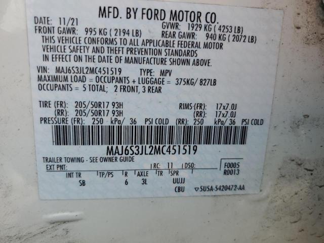 Photo 11 VIN: MAJ6S3JL2MC451519 - FORD ECOSPORT S 