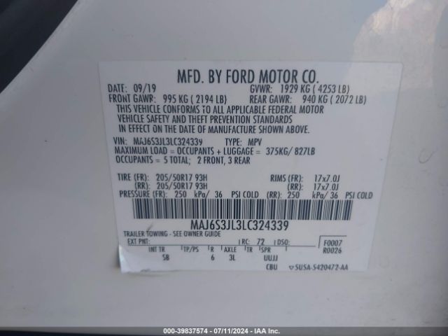 Photo 8 VIN: MAJ6S3JL3LC324339 - FORD ECOSPORT 