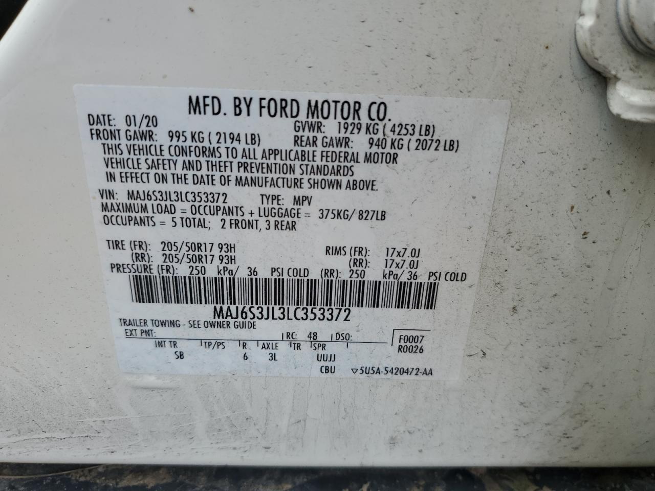 Photo 12 VIN: MAJ6S3JL3LC353372 - FORD ECOSPORT 