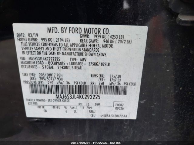 Photo 8 VIN: MAJ6S3JL4KC292225 - FORD ECOSPORT 