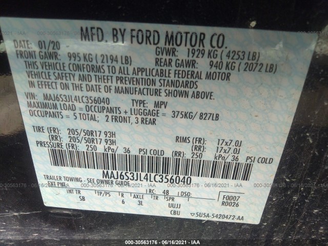 Photo 8 VIN: MAJ6S3JL4LC356040 - FORD ECOSPORT 