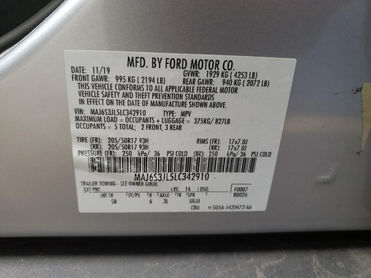 Photo 12 VIN: MAJ6S3JL5LC342910 - FORD ECOSPORT 