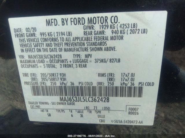 Photo 8 VIN: MAJ6S3JL5LC362428 - FORD ECOSPORT 