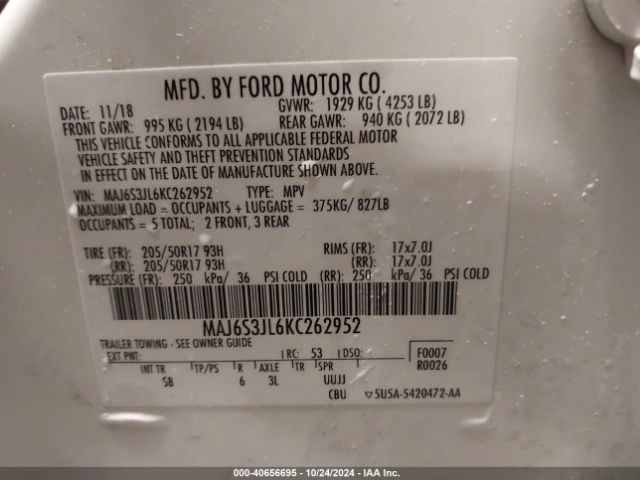 Photo 8 VIN: MAJ6S3JL6KC262952 - FORD ECOSPORT 