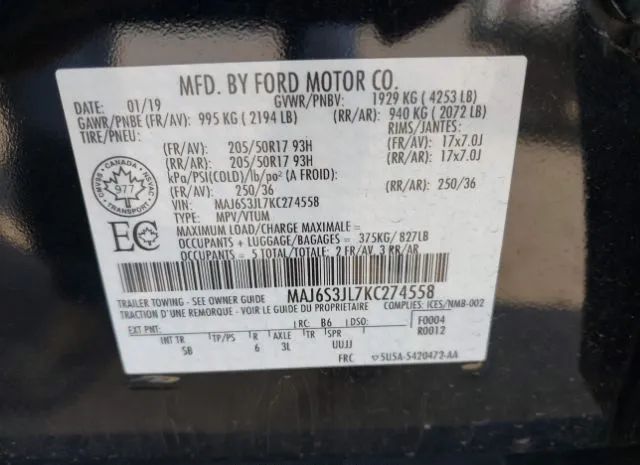 Photo 8 VIN: MAJ6S3JL7KC274558 - FORD ECOSPORT 