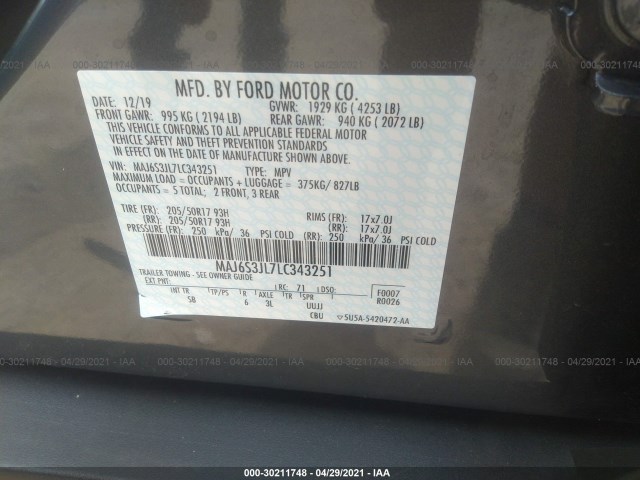 Photo 8 VIN: MAJ6S3JL7LC343251 - FORD ECOSPORT 