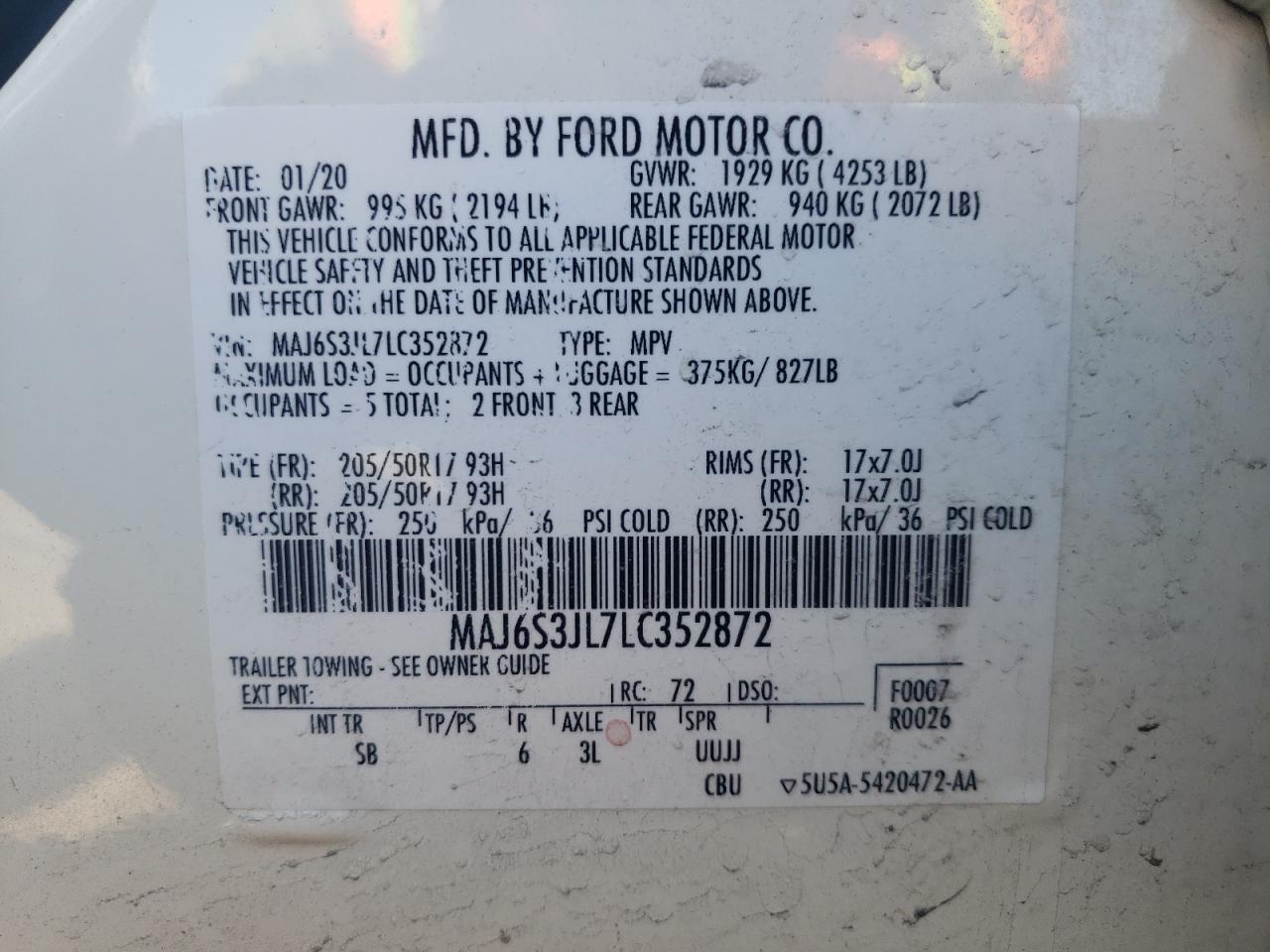 Photo 11 VIN: MAJ6S3JL7LC352872 - FORD ECOSPORT 