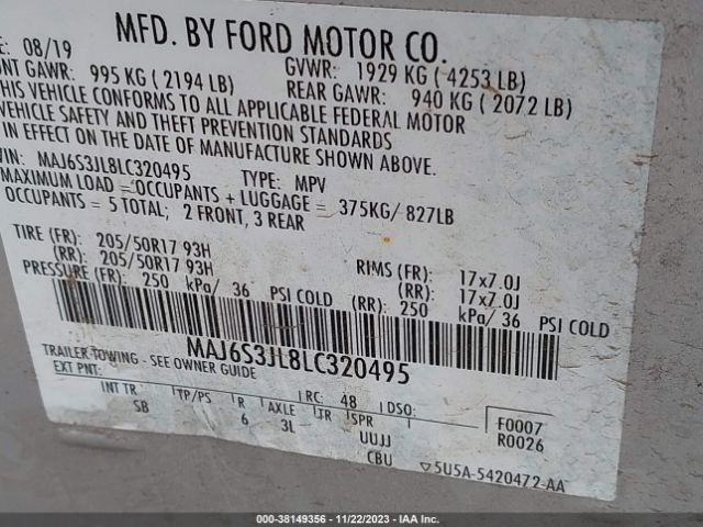 Photo 8 VIN: MAJ6S3JL8LC320495 - FORD ECOSPORT 