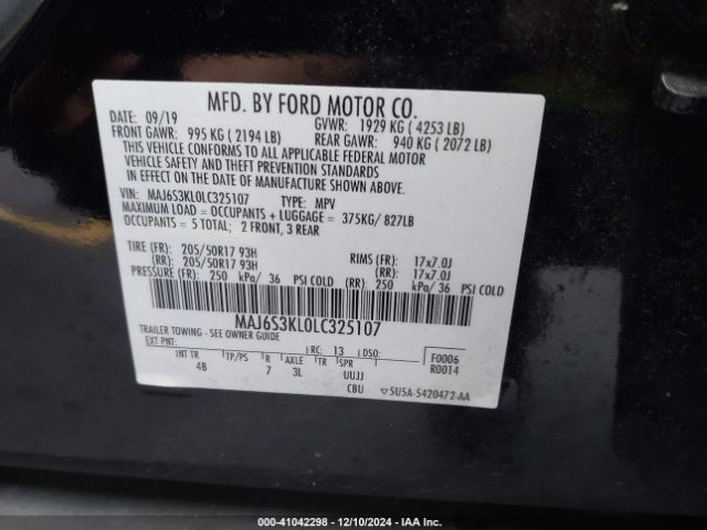 Photo 8 VIN: MAJ6S3KL0LC325107 - FORD ECOSPORT 