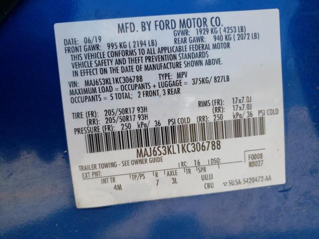 Photo 9 VIN: MAJ6S3KL1KC306788 - FORD ECOSPORT T 