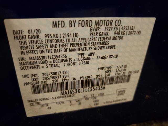 Photo 9 VIN: MAJ6S3KL1LC354356 - FORD ECOSPORT T 