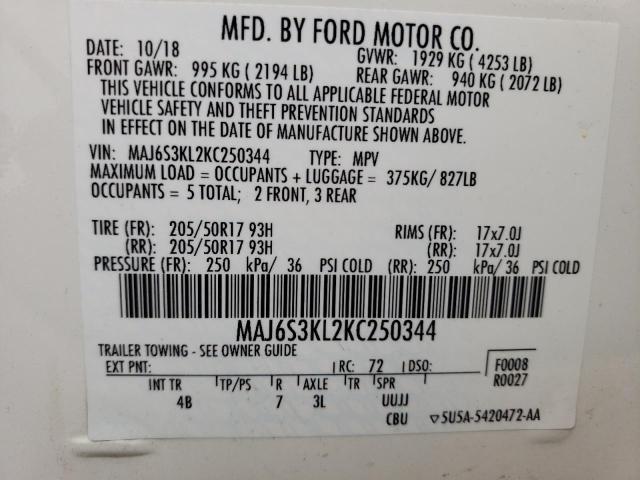 Photo 13 VIN: MAJ6S3KL2KC250344 - FORD ECOSPORT 