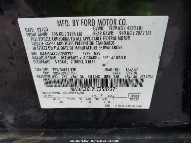 Photo 8 VIN: MAJ6S3KL2LC358237 - FORD ECOSPORT 