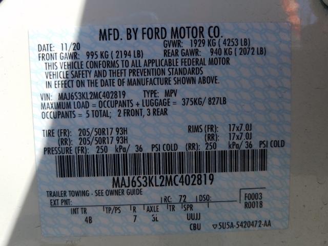 Photo 9 VIN: MAJ6S3KL2MC402819 - FORD ECOSPORT T 