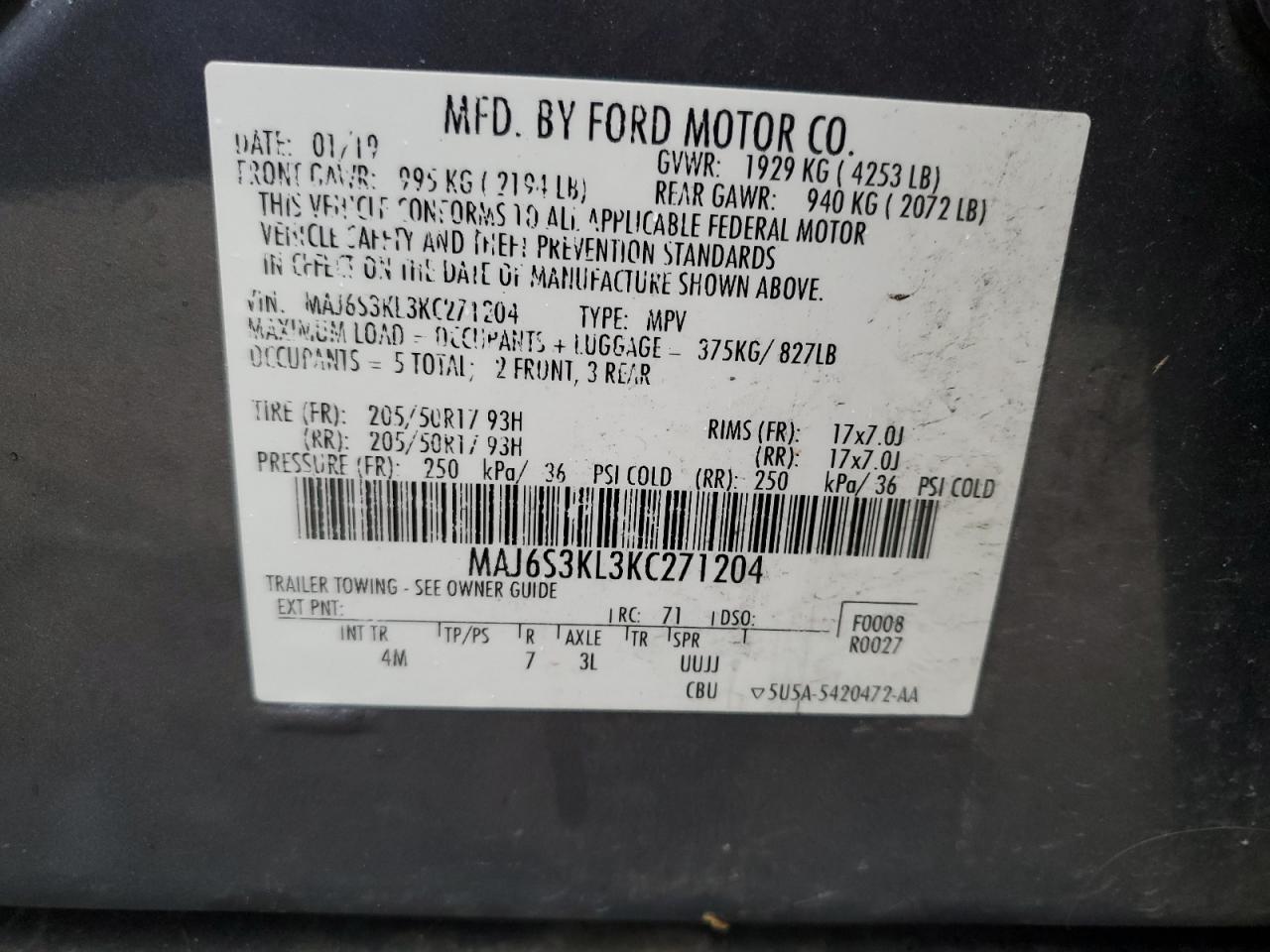 Photo 12 VIN: MAJ6S3KL3KC271204 - FORD ECOSPORT 