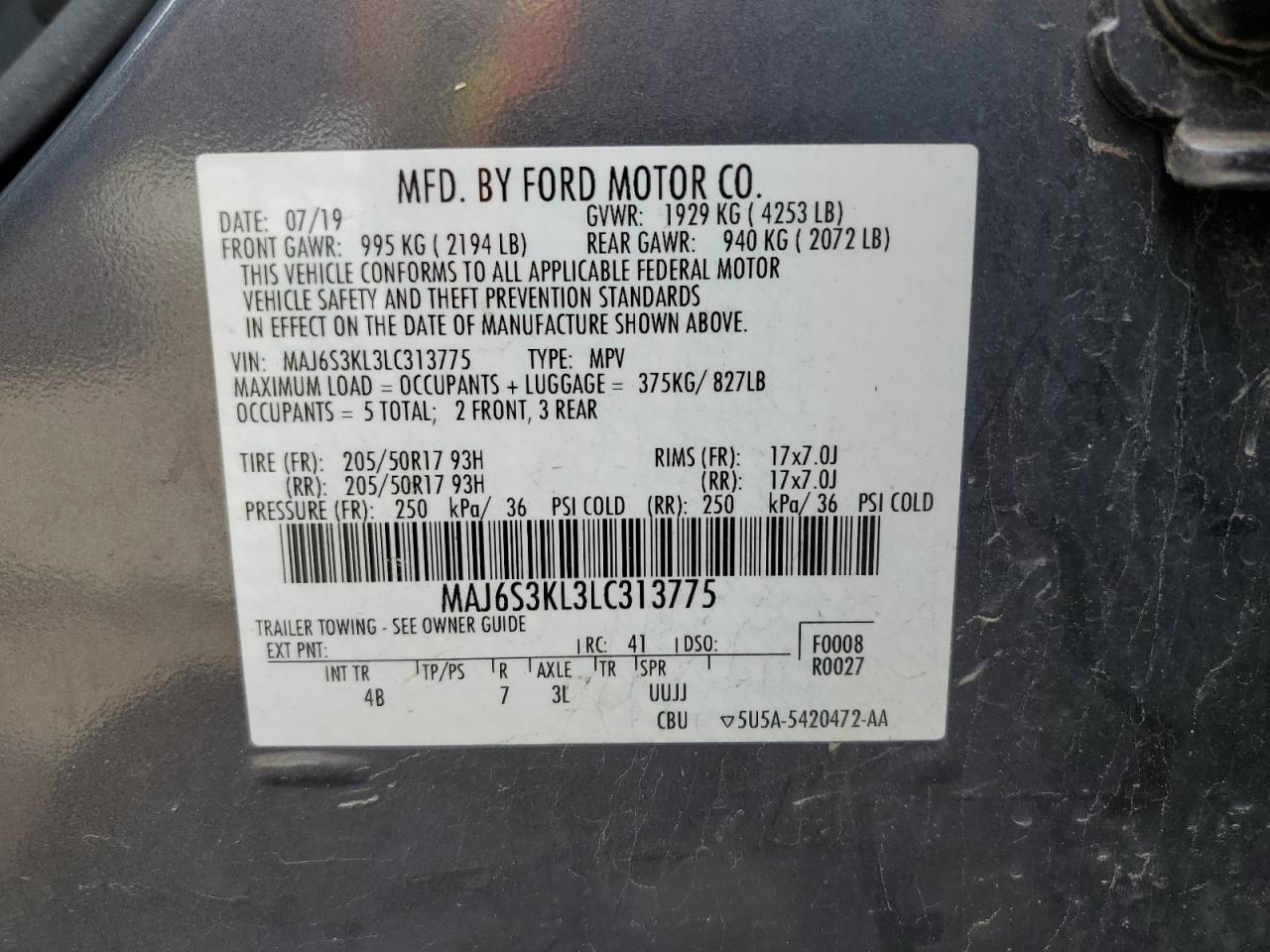 Photo 12 VIN: MAJ6S3KL3LC313775 - FORD ECOSPORT 