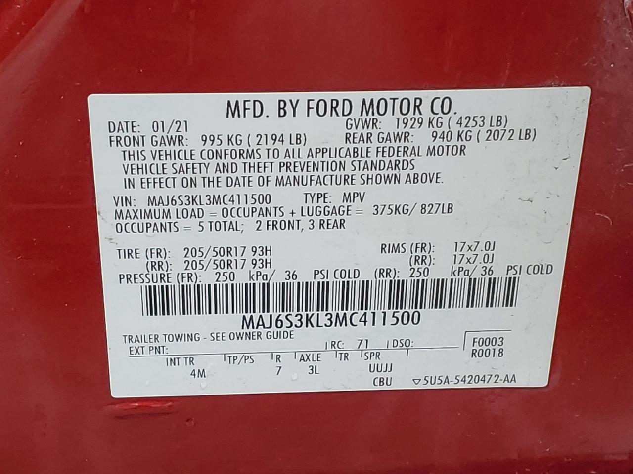 Photo 11 VIN: MAJ6S3KL3MC411500 - FORD ECOSPORT 