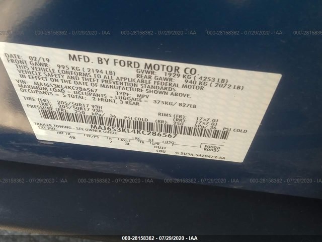 Photo 8 VIN: MAJ6S3KL4KC286567 - FORD ECOSPORT 