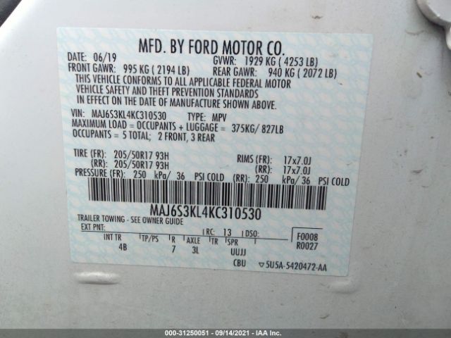 Photo 8 VIN: MAJ6S3KL4KC310530 - FORD ECOSPORT 