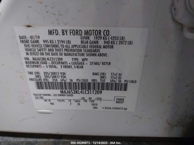 Photo 8 VIN: MAJ6S3KL4LC311209 - FORD ECOSPORT 