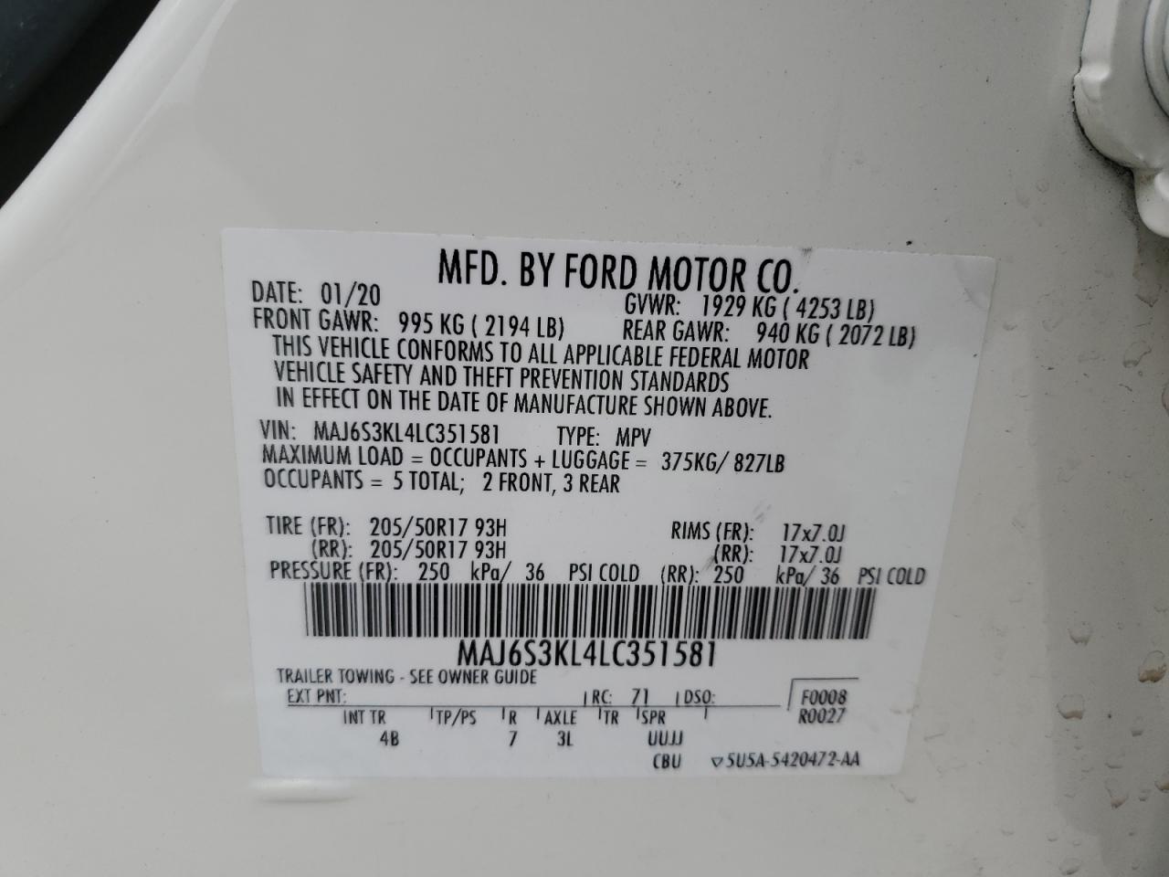 Photo 12 VIN: MAJ6S3KL4LC351581 - FORD ECOSPORT 