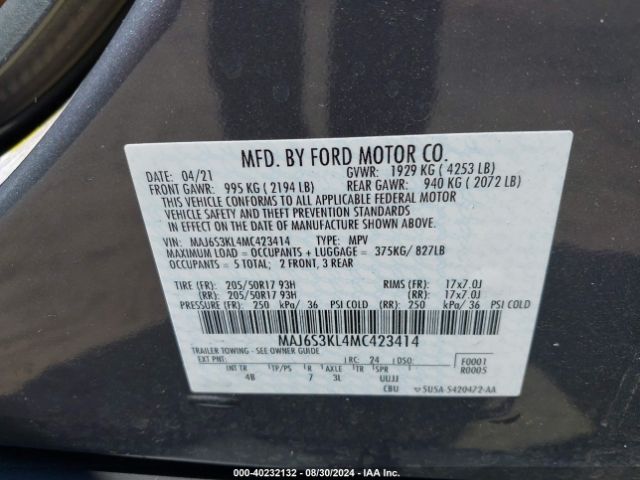 Photo 8 VIN: MAJ6S3KL4MC423414 - FORD ECOSPORT 