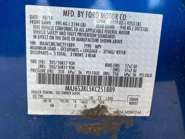 Photo 9 VIN: MAJ6S3KL5KC251889 - FORD ECOSPORT T 