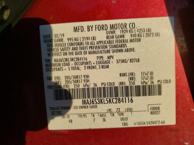 Photo 11 VIN: MAJ6S3KL5KC284116 - FORD ECOSPORT 