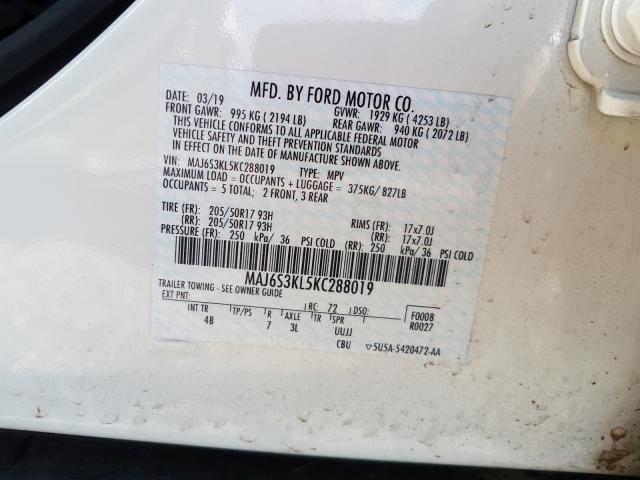 Photo 9 VIN: MAJ6S3KL5KC288019 - FORD ECOSPORT T 