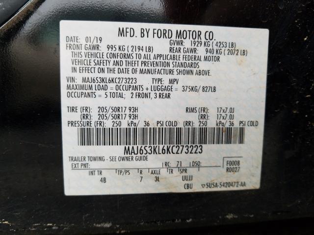 Photo 9 VIN: MAJ6S3KL6KC273223 - FORD ECOSPORT T 