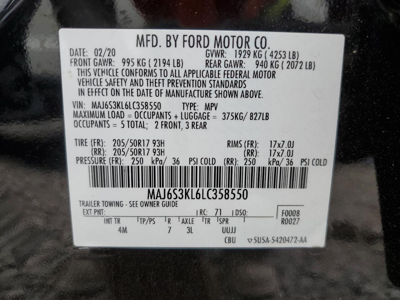 Photo 11 VIN: MAJ6S3KL6LC358550 - FORD ECOSPORT 