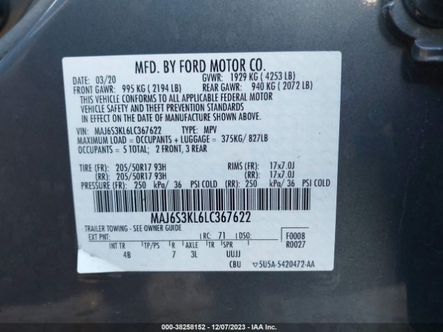 Photo 8 VIN: MAJ6S3KL6LC367622 - FORD ECOSPORT 